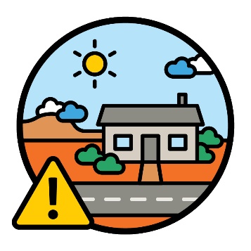 A house in a remote area and a problem icon.