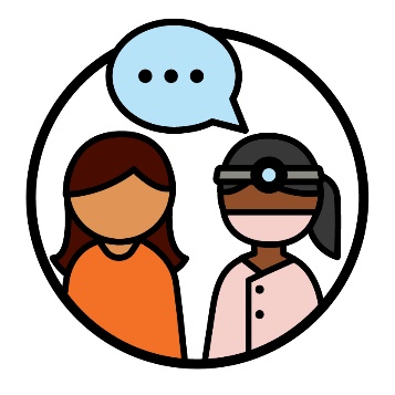 A participant having a conversation with a health professional.