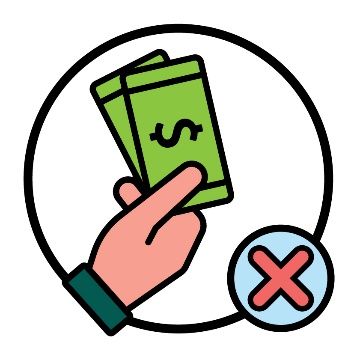 A hand holding money next to a cross.