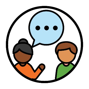 2 people having a conversation.