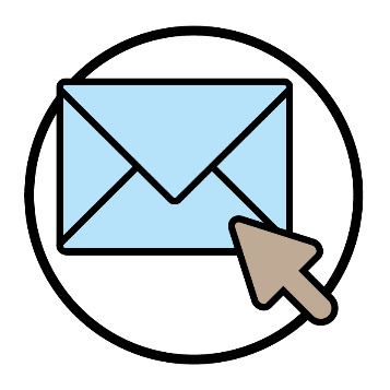 A computer mouse clicking on an envelope.