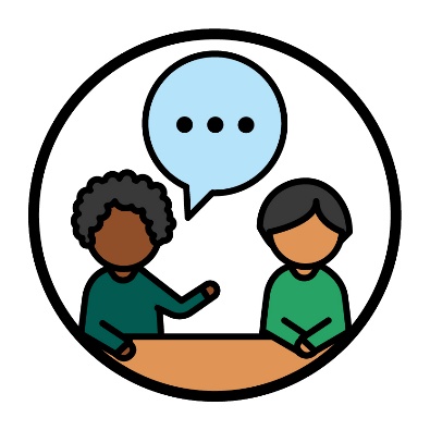 2 Reference Group members having a conversation.