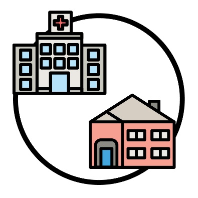 A hospital and a nursing home.