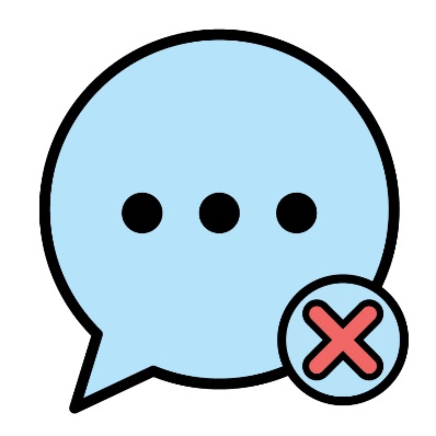 A cross next to a speech bubble.