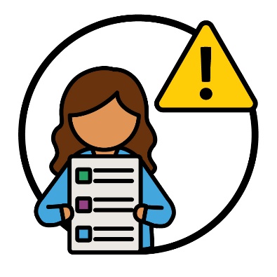 An issues icon next to a participant holding their NDIS plan.