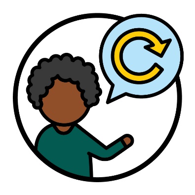 A Reference Group member next to an updates icon in a speech bubble.