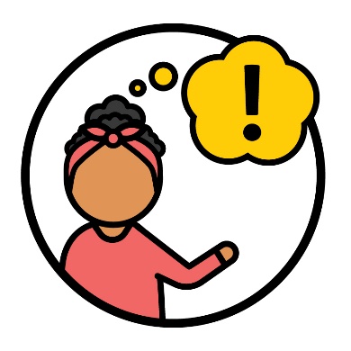 A person speaking. Next to them is an importance icon inside a thought bubble.