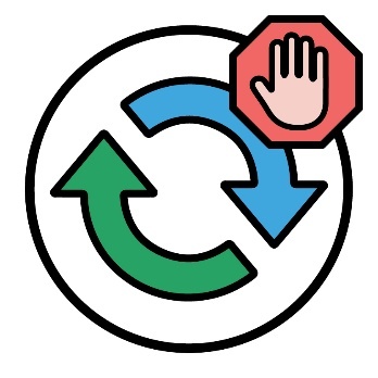 A stop icon next to a change icon.