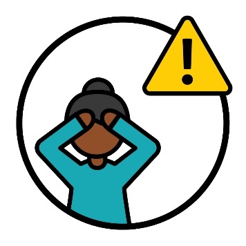 A person looking upset next to a problem icon.