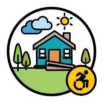 A house with a ramp next to a disability icon.