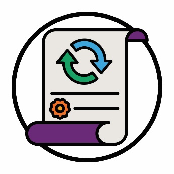A law document with a change icon on it.