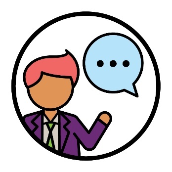 An NDIA worker next to a speech bubble.