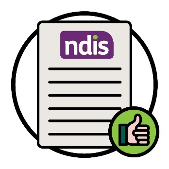 An NDIS document and a thumbs up icon.