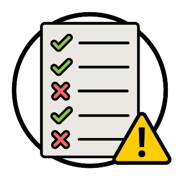 A rules document with a problem icon.