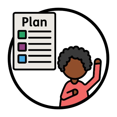 An NDIS plan next to a person with their arm raised. 