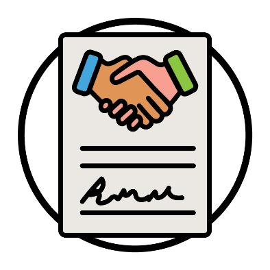 A document with 2 hands shaking on it.