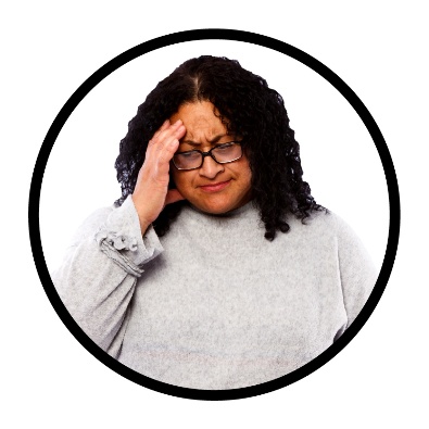 A person who looks upset.