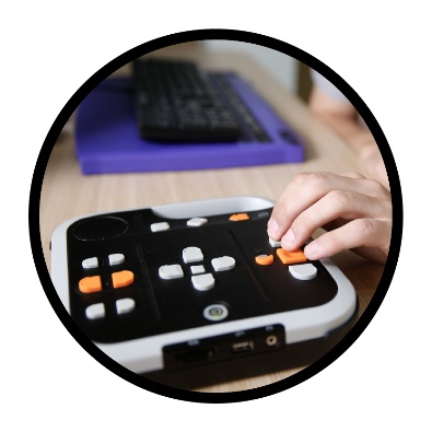 A person using assistive technology. 