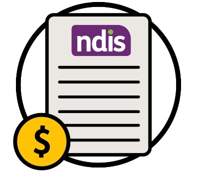 An NDIS document next to a dollar sign.