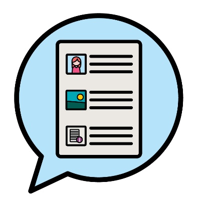 A speech bubble showing an Easy Read document.