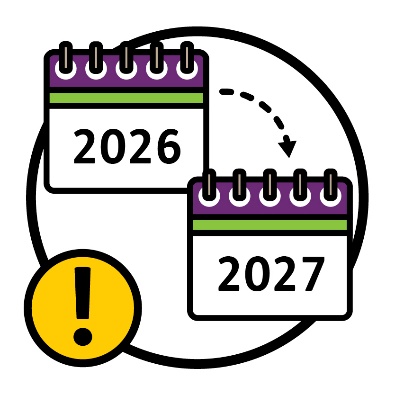 2 calendars showing 2026 and 2027. Below is an importance icon.