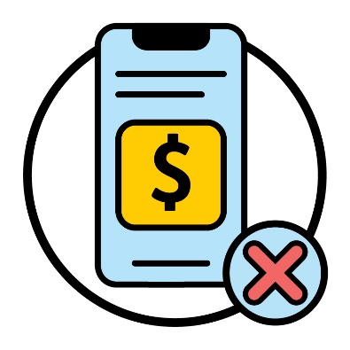 A mobile phone with a dollar sign on it next to a cross.