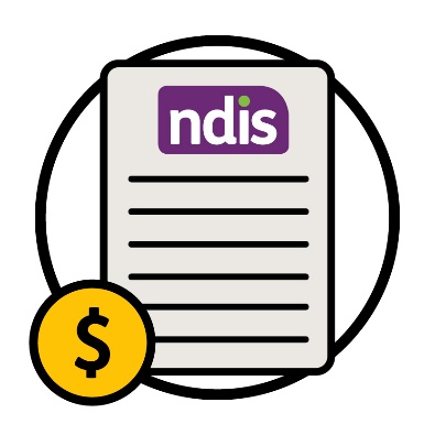 An NDIS document next to a dollar sign.