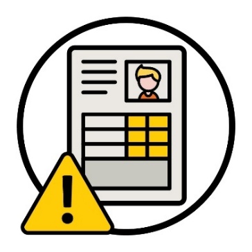 A problem icon next to a document with personal information on it.