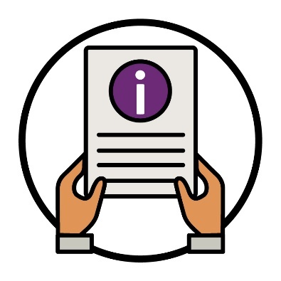 A person holding a document with an information icon on it.