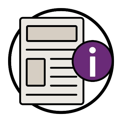 A bulletin document with an information icon.