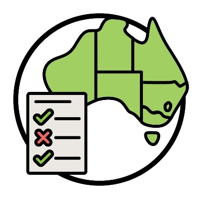 A map of Australia and a rules document.