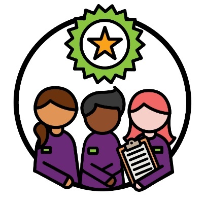 3 NDIA staff members under a badge with a star on it.