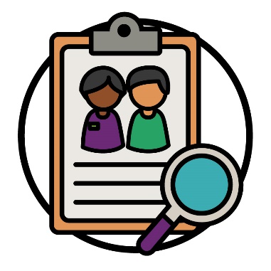 A document with an NDIA worker and participant on it. Next to the document is a magnifying glass. 