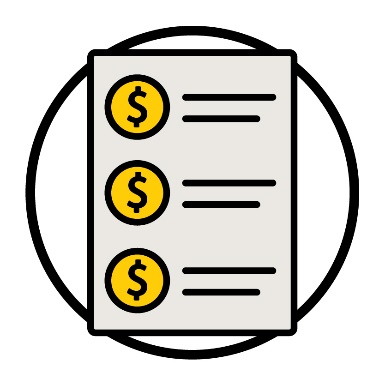 A document with a list of dollar signs.