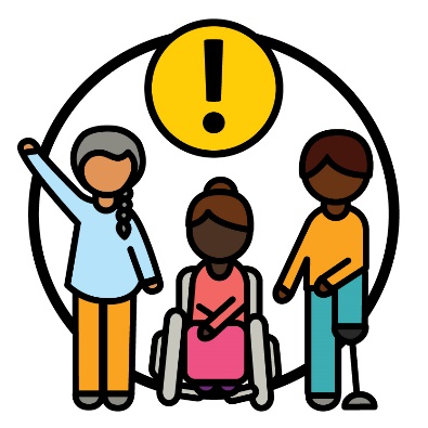 Icon of 3 First Nations participants with an exclamation mark above them.