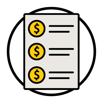 A document with a list of dollar signs.