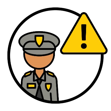 A police officer and a problem icon.