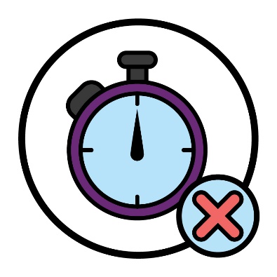 A large stopwatch with a cross icon. 