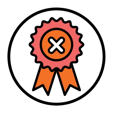 A red ribbon with a cross. 