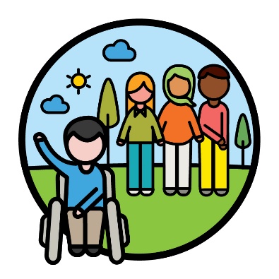 A person raising their hand in the foreground. There are 3 other people in the background.