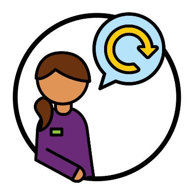 An NDIA worker next to a change icon in a speech bubble. 