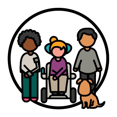 A group of 3 people with diverse disabilities.