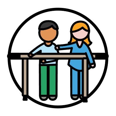 A therapist helping someone to do mobility exercises.