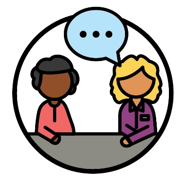 An NDIA worker having a conversation with a participant.