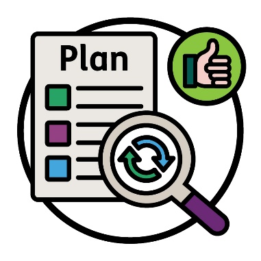 A change icon next to an NDIS plan and a magnifying glass that shows a change icon.