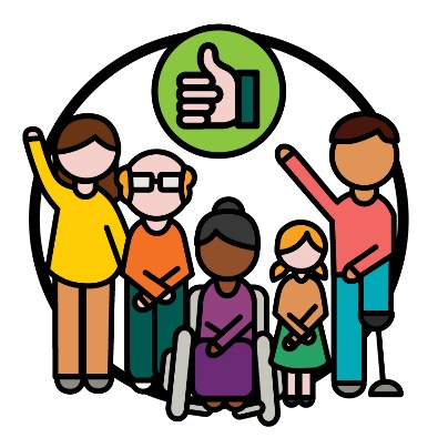 A group of participants with a thumbs up icon above them.
