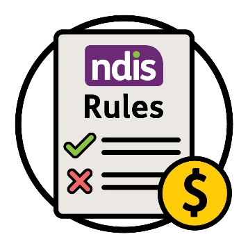 NDIS rules icon, a dollar sign next to it.