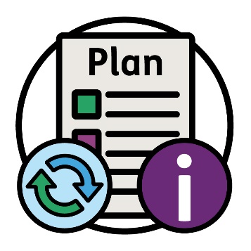Plan icon with a change icon and information icon.