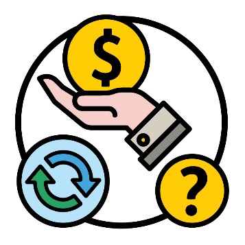 Funding icon with a change and question mark icon.