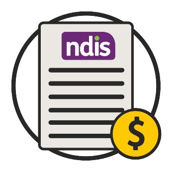 An NDIS document icon, with a money symbol on it. 